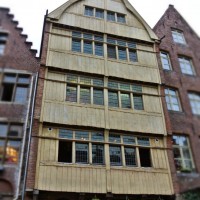 old wooden house facade in Ghent