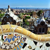 Parc Guell, coama dragonului si panorama Barcelonei